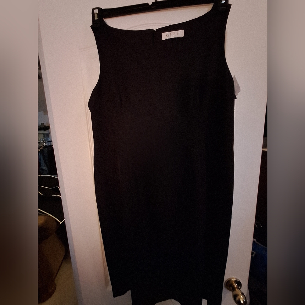 Kasper Black Sleeveless Sheath Dress Midi